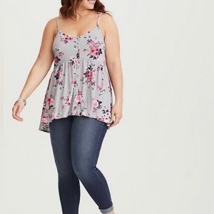 🌸TORRID Lilac & Pink Floral Print Babydoll Style Camisole Top🌸